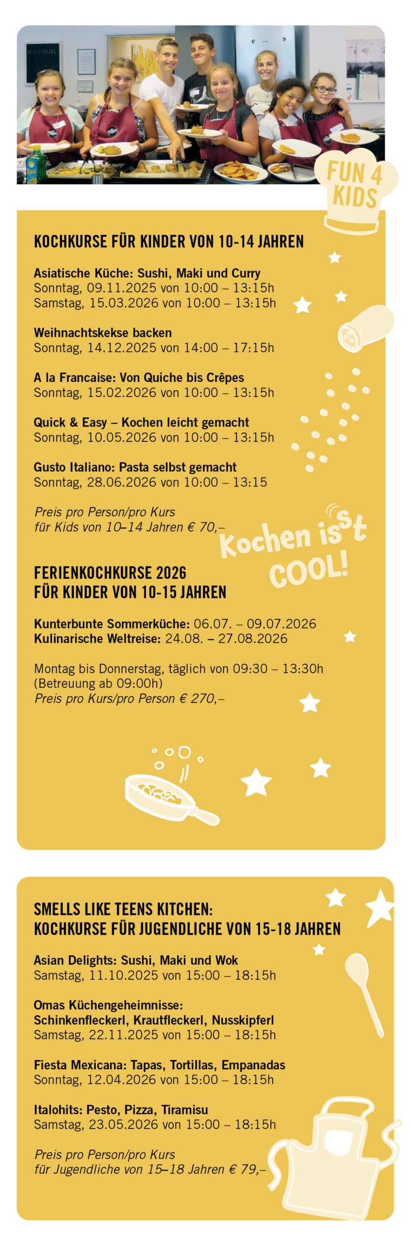 Kinderkochkursprogramm 2025 und 2026